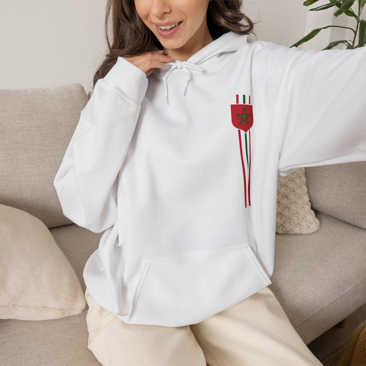 Marokko Maroc Edel Wappen Fan Fußball - Unisex Hoodie