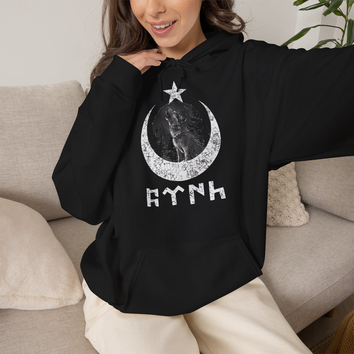 Türkiye Ay Yildiz Wolf Mitternacht Geschenkidee Göktürk - Unisex Hoodie