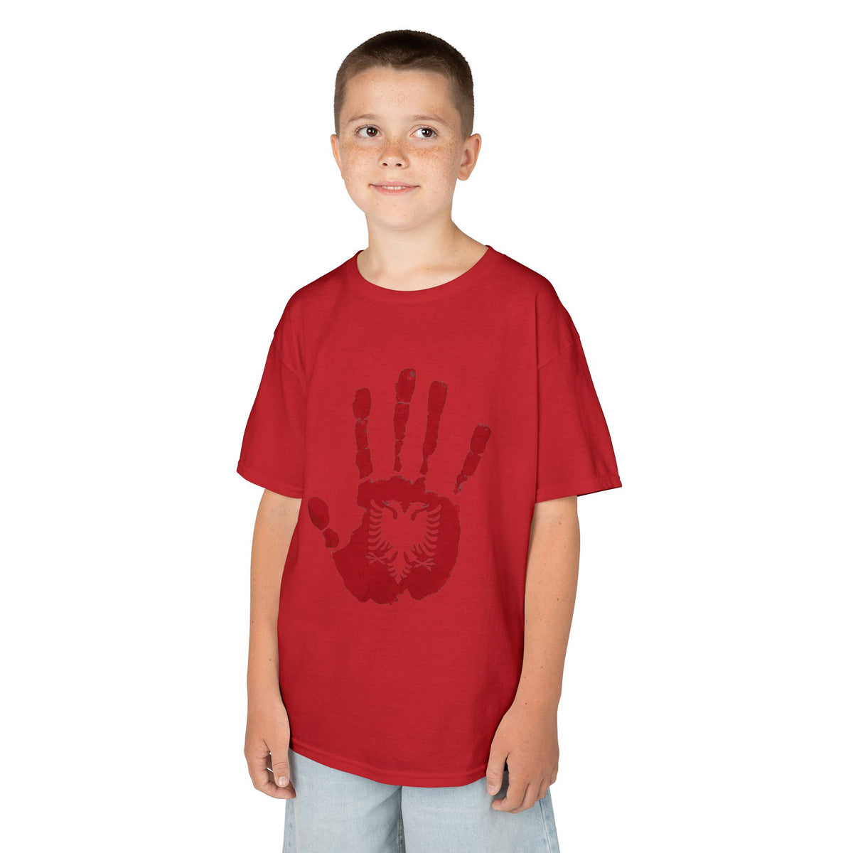 Albania DNA Handabdruck Flagge Adler - Unisex Kinder & Jugendliche T-Shirt