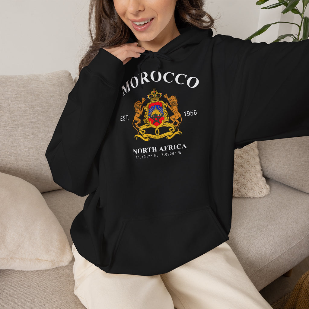 Marokko Wappen Morocco Flagge Stolz Fußball Fan Sport Geschenkidee - Unisex Hoodie