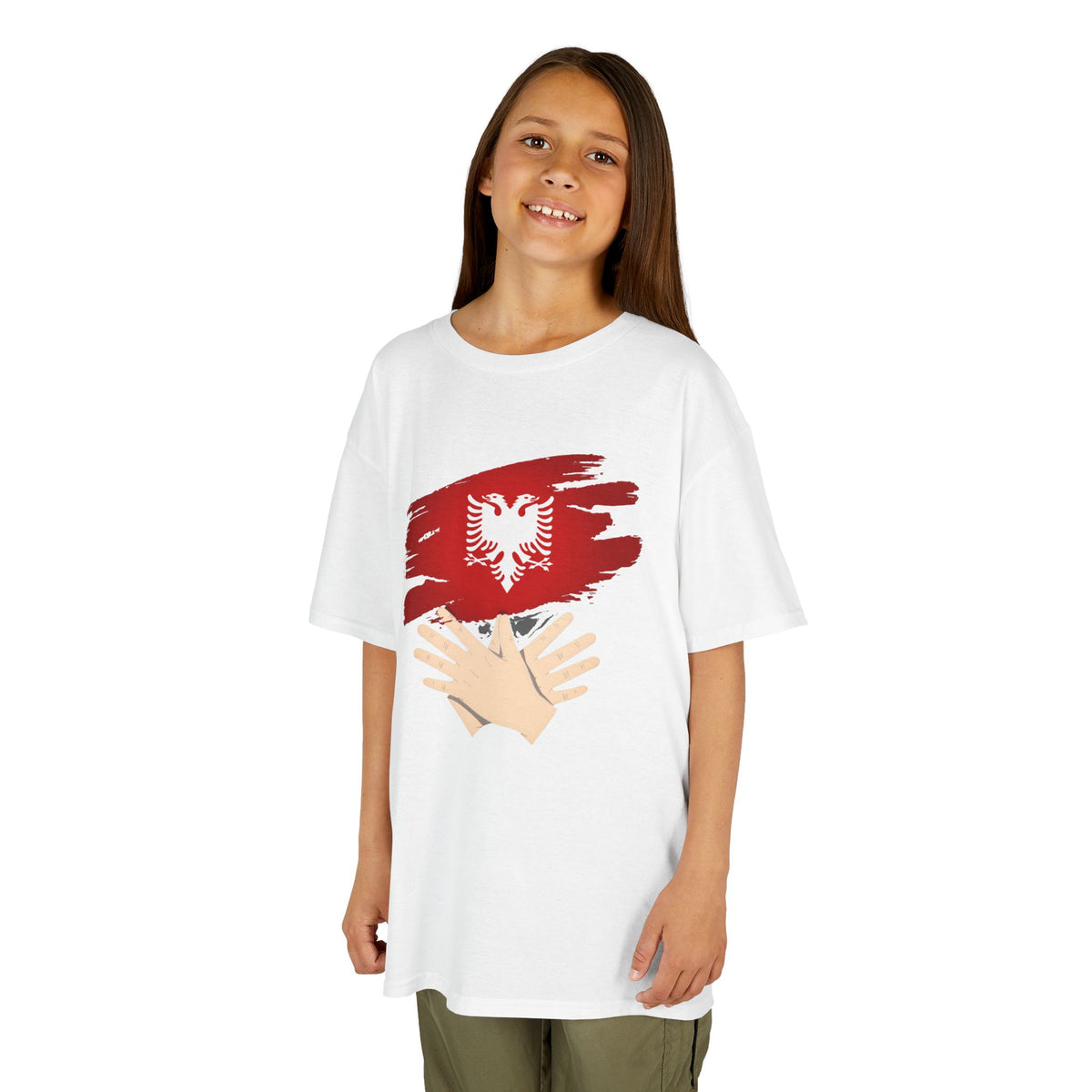Albania Handmove Flagge Adler Geschenkidee - Unisex Kinder & Jugendliche T-Shirt