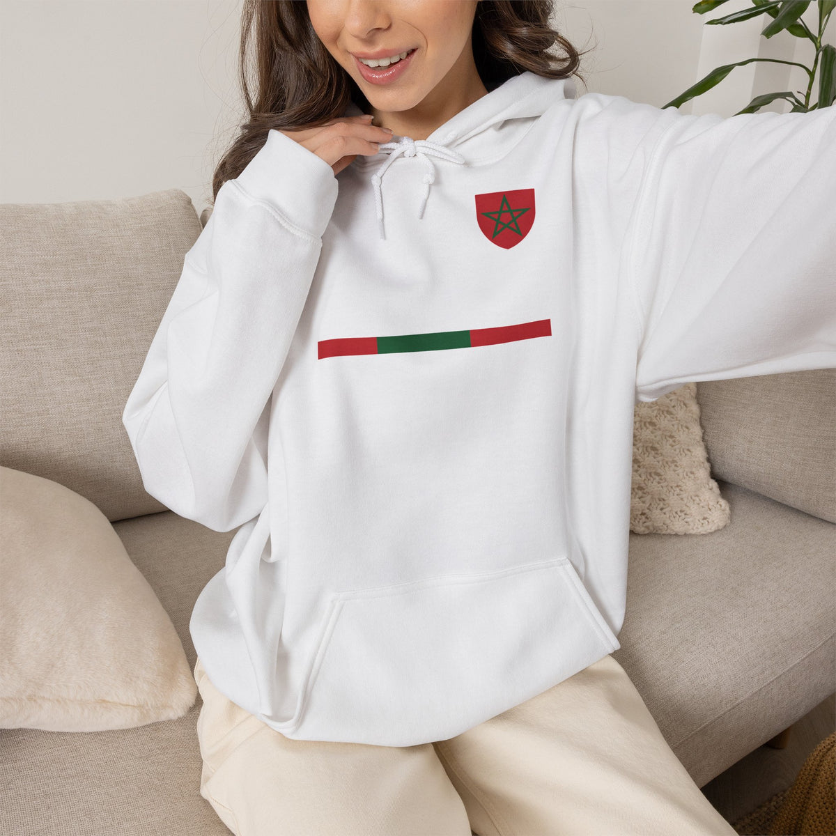 Marokko Wappen Morocco Flagge Stolz Fußball Fan Sport Geschenkidee - Unisex Hoodie