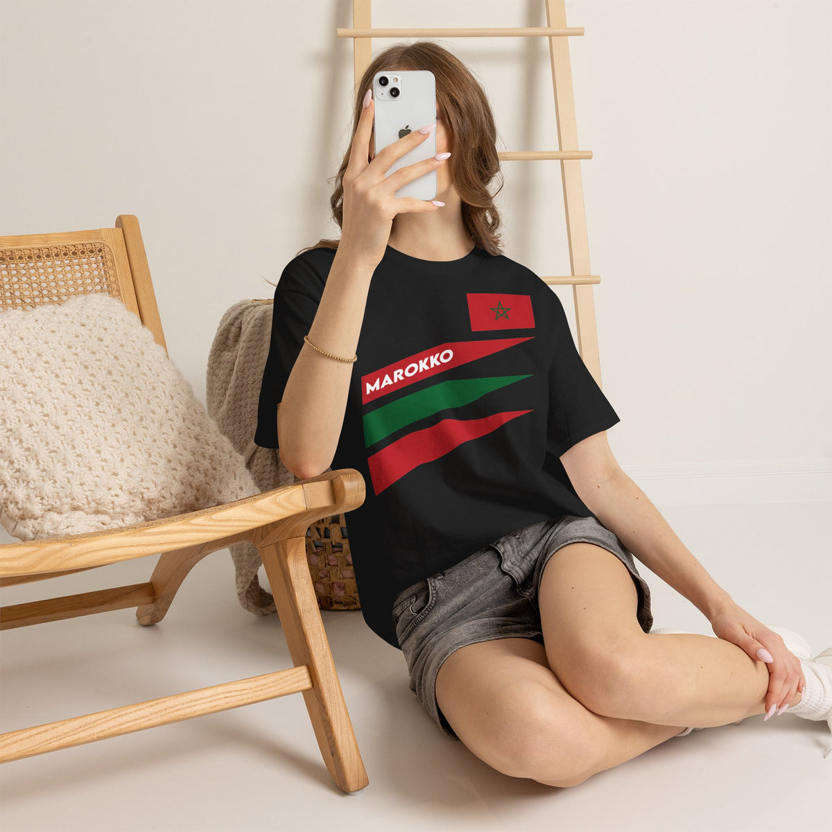 Marokko Wappen Morocco Flagge Stolz Fußball Fan Sport FGeschenkidee - Unisex T-Shirt