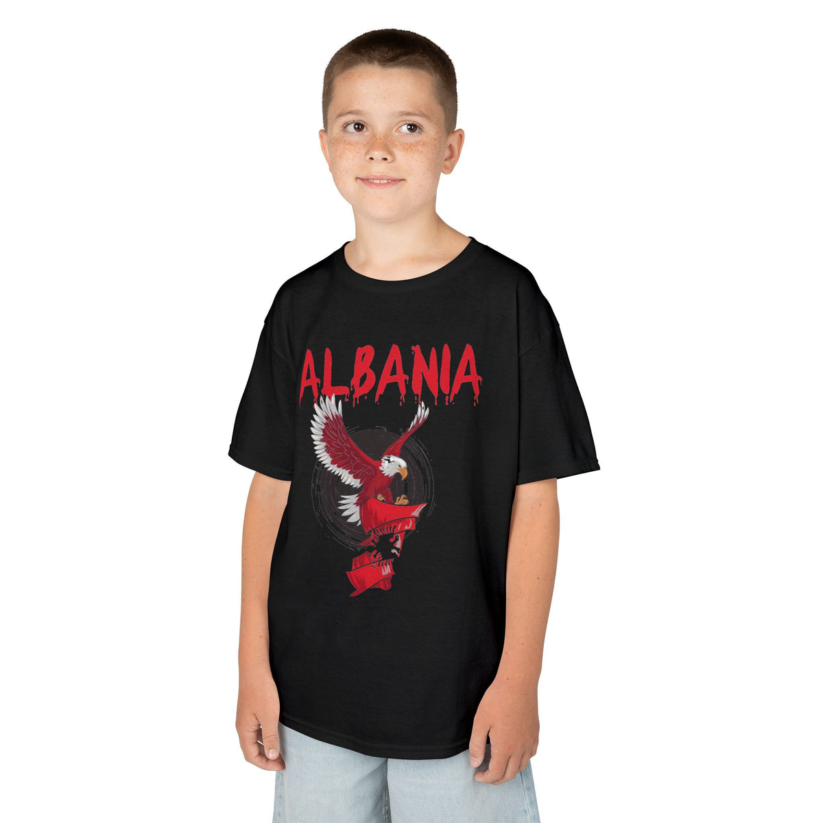 Albania Adler Street Art Urban Flagge - Unisex Kinder & Jugendliche T-Shirt