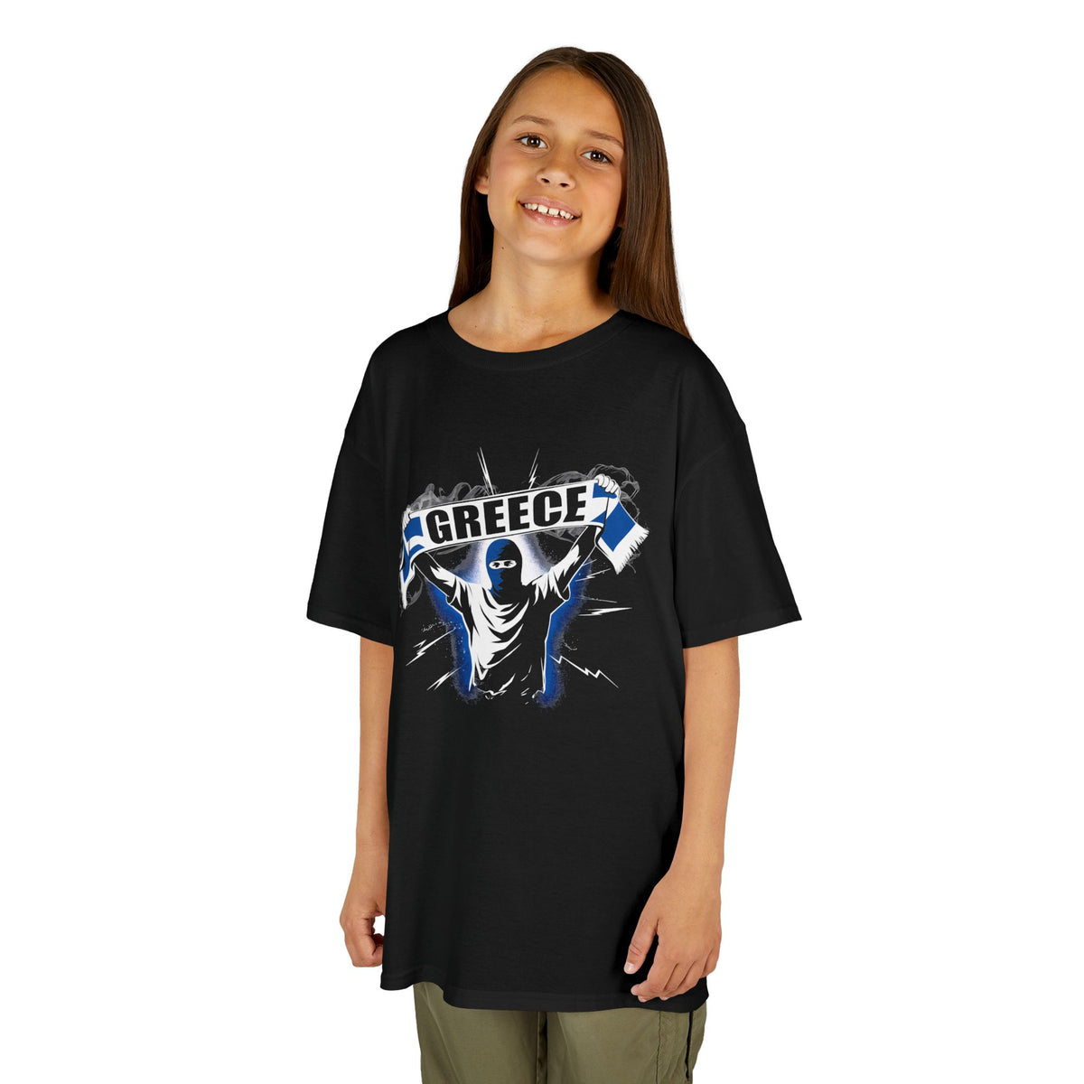 Greece Griechenland Hooligan Flagge Wappen Heimat Fußball Sport Fan Geschenkidee - Für Kinder & Jugendliche Unisex T-Shirt