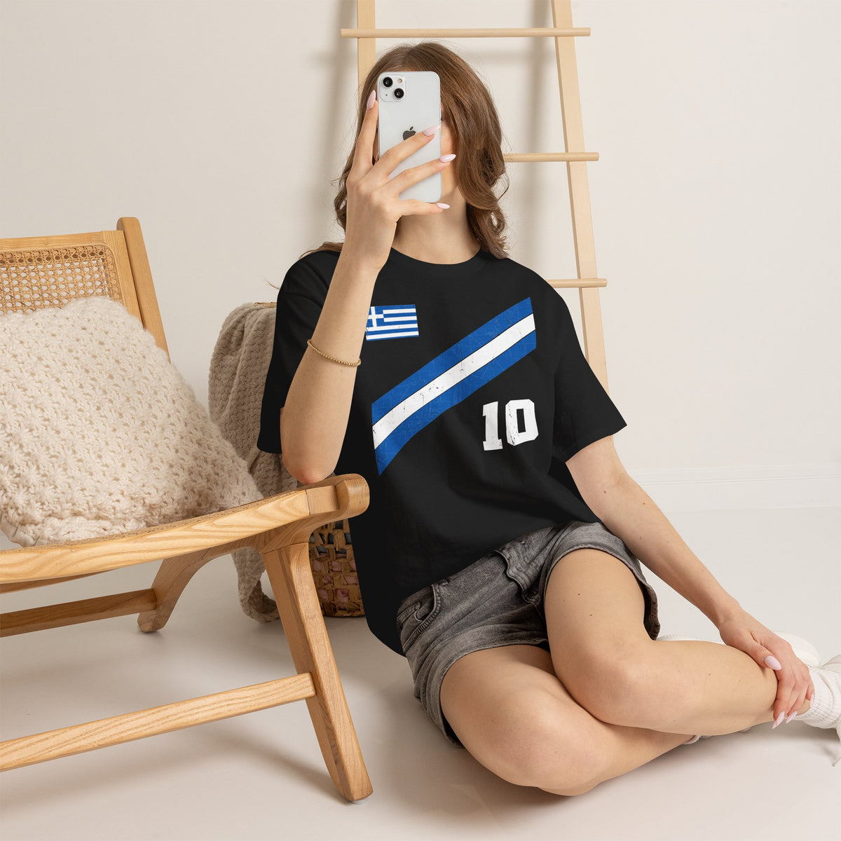 Greece Griechenland Flagge Wappen Heimat Fußball Sport Fan Geschenkidee - Unisex T-Shirt