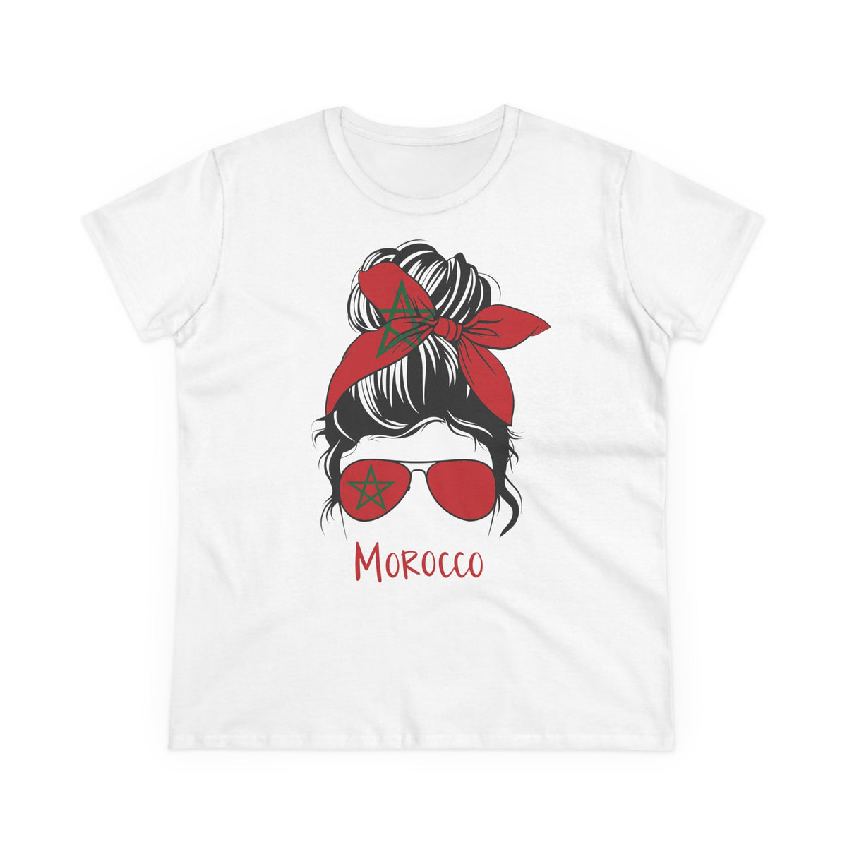 Escudo de Marruecos, bandera de Marruecos, orgullo, aficionada al fútbol y al deporte, idea de regalo - Camiseta para mujer