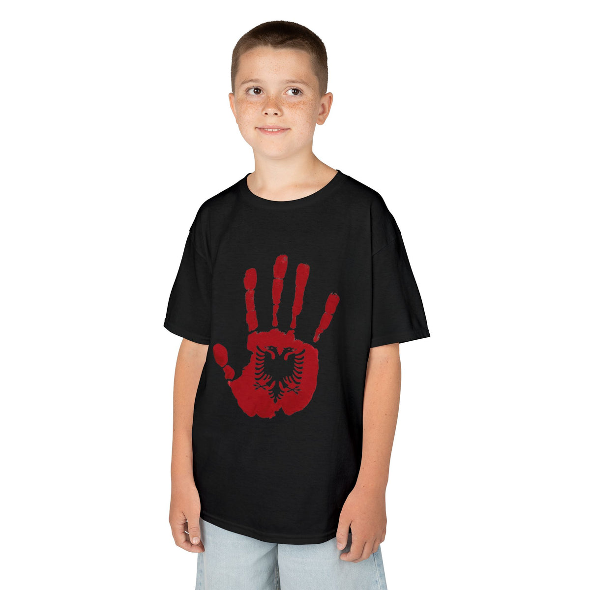 Albania DNA Handabdruck Flagge Adler - Unisex Kinder & Jugendliche T-Shirt