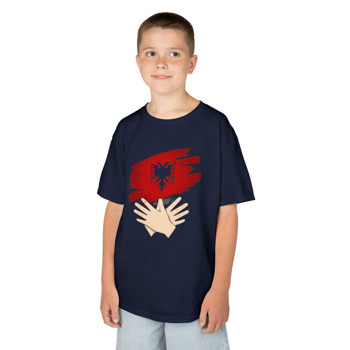 Albania Handmove Flagge Adler Geschenkidee - Unisex Kinder & Jugendliche T-Shirt