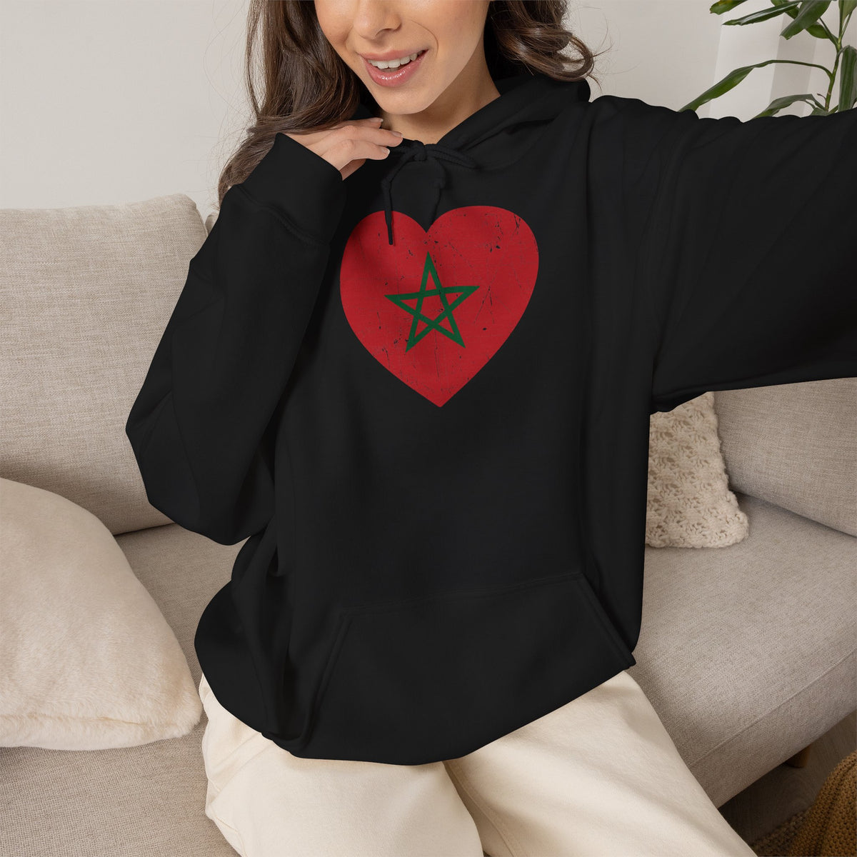 Marokko Wappen Morocco Flagge Stolz Fußball Fan Sport Geschenkidee - Unisex Hoodie