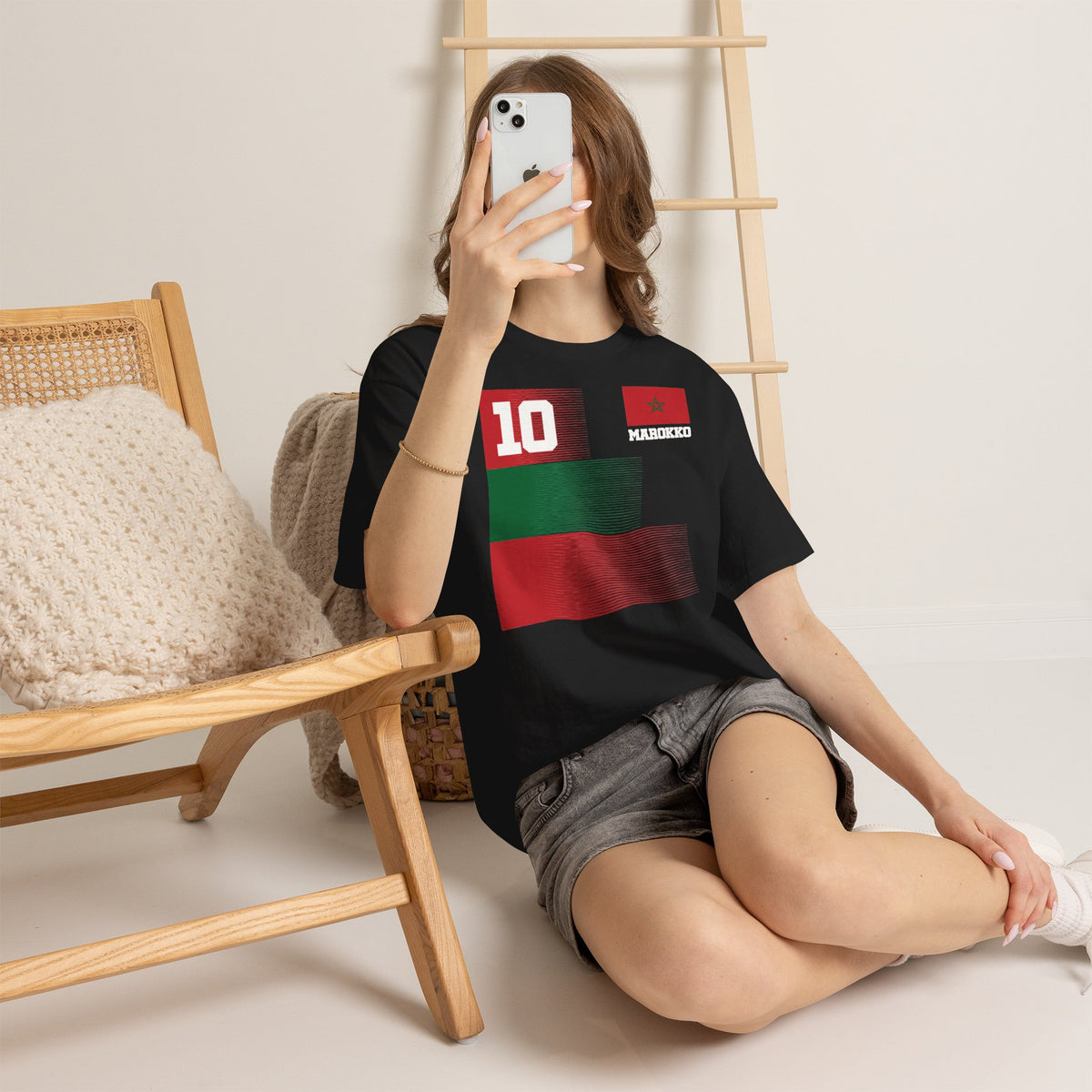 Marokko Wappen Morocco Flagge Stolz Fußball Fan Sport FGeschenkidee - Unisex T-Shirt