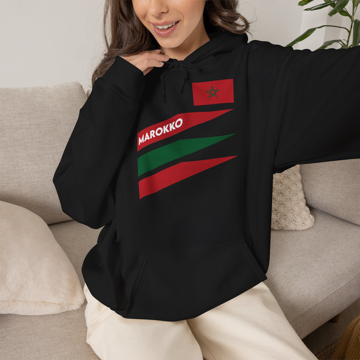 Marokko Wappen Morocco Flagge Stolz Fußball Fan Sport Geschenkidee - Unisex Hoodie
