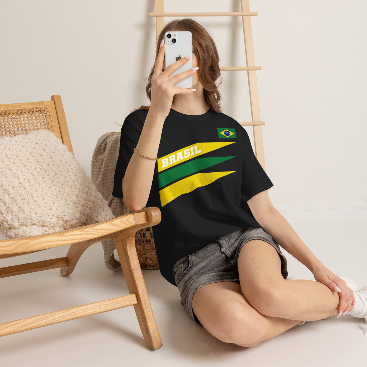 Brazil Brasilien Wappen Flagge Sport Fan Fußball Geschenkidee - Unisex T-Shirt