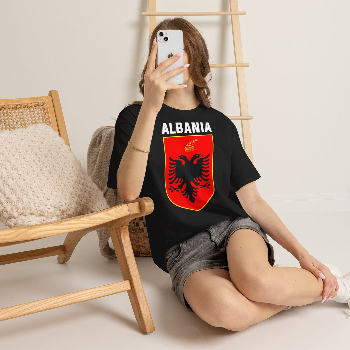 Albania Wappen Shqiptar Flagge Adler Fußball Fan Sport Unisex T Shirt