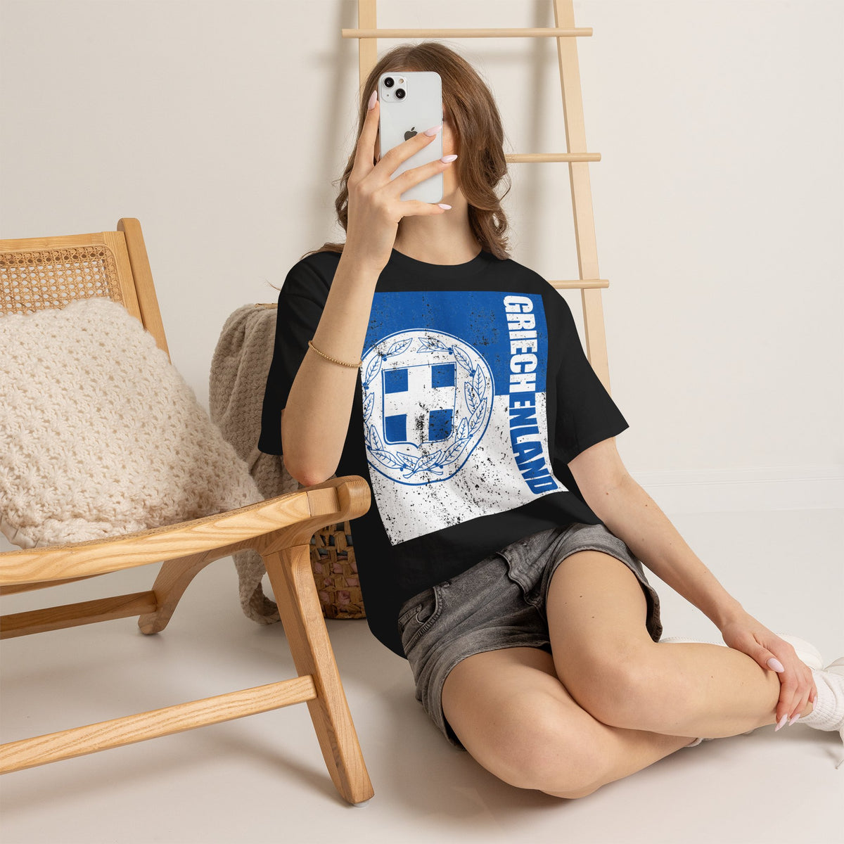 Greece Griechenland Flagge Wappen Heimat Fußball Sport Fan Geschenkidee - Unisex T-Shirt