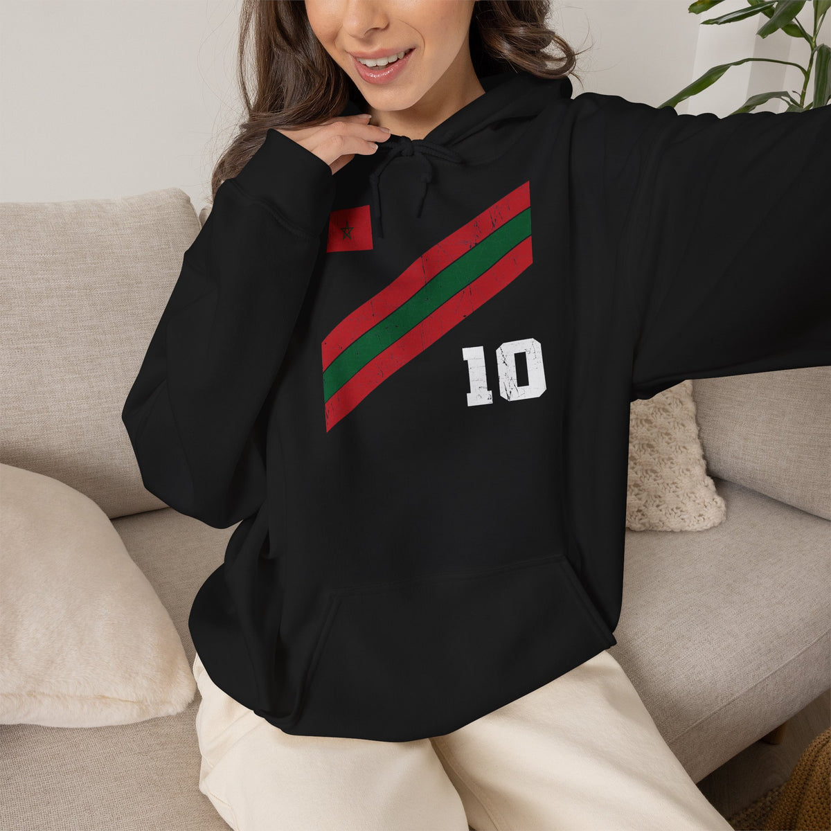 Marokko Wappen Morocco Flagge Stolz Fußball Fan Sport Geschenkidee - Unisex Hoodie