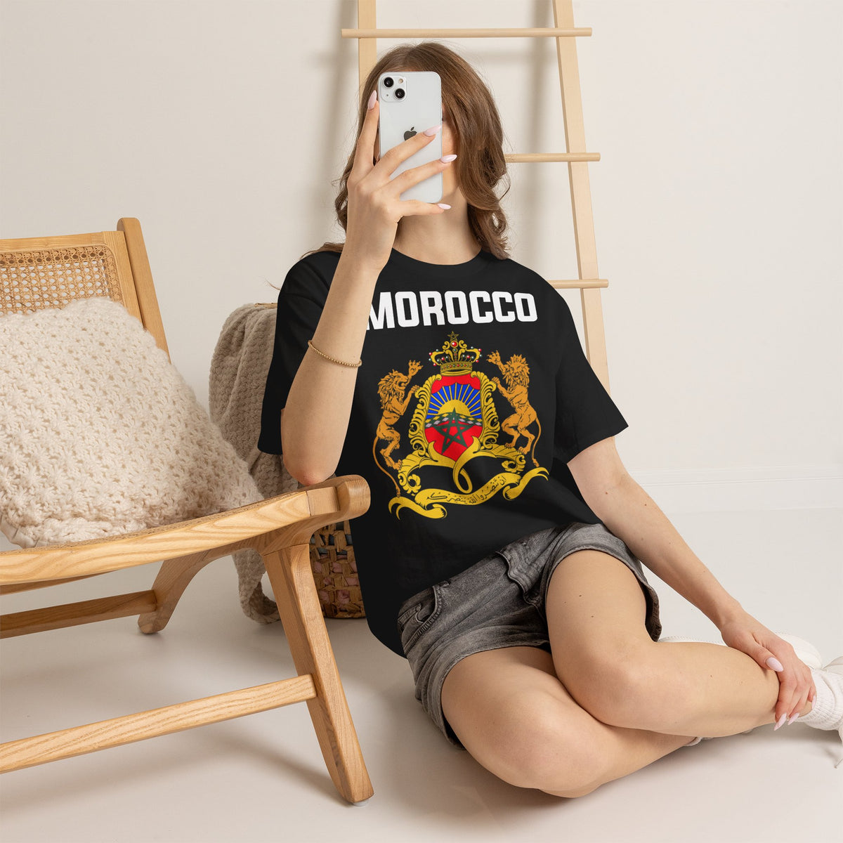 Marokko Wappen Morocco Flagge Stolz Fußball Fan Sport FGeschenkidee - Unisex T-Shirt