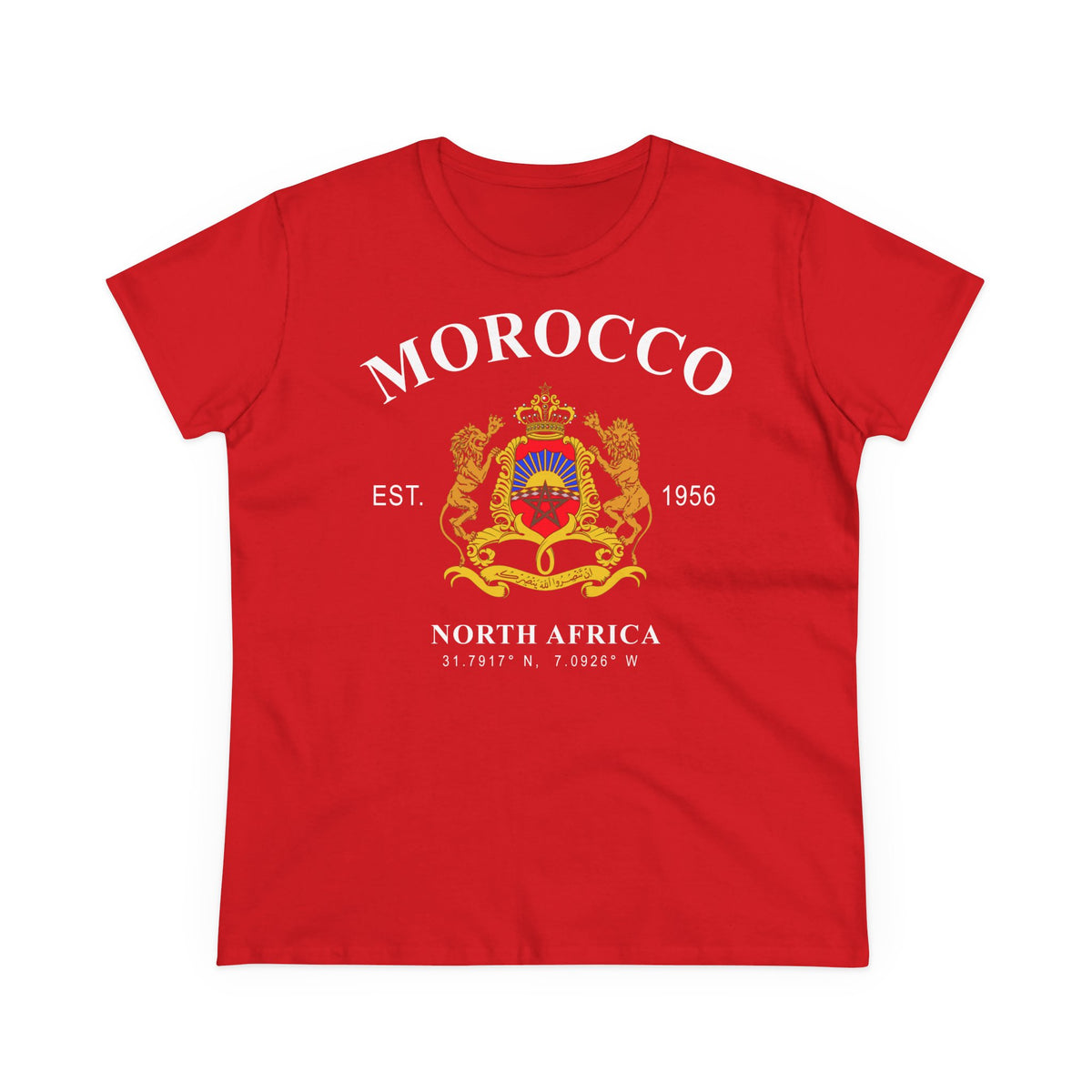 Escudo de Marruecos, bandera de Marruecos, orgullo, aficionada al fútbol y al deporte, idea de regalo - Camiseta para mujer
