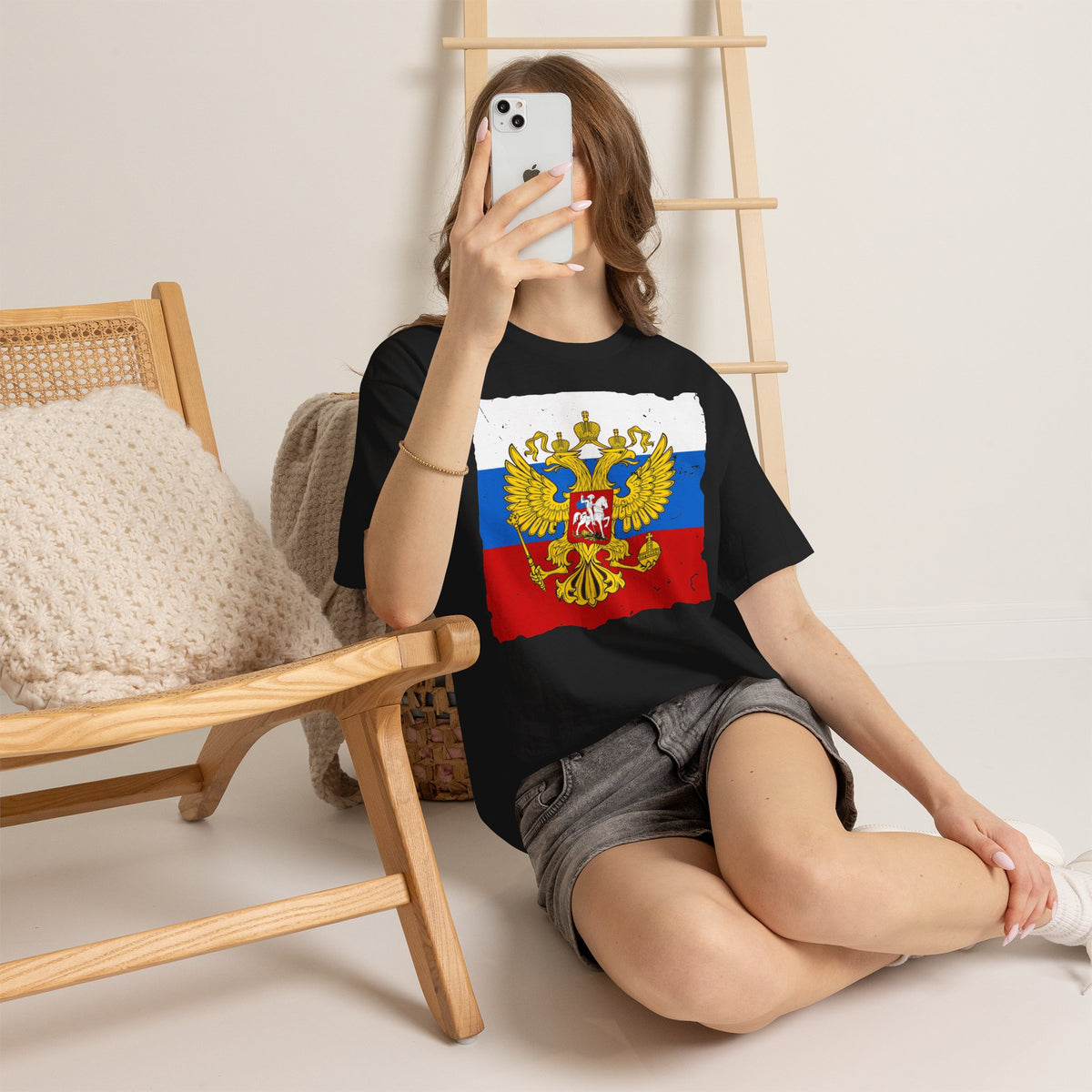 Russia Russland Moscaw Adler Flagge Wappen Geschenk Sport Fan Fashion - Unisex T-Shirt
