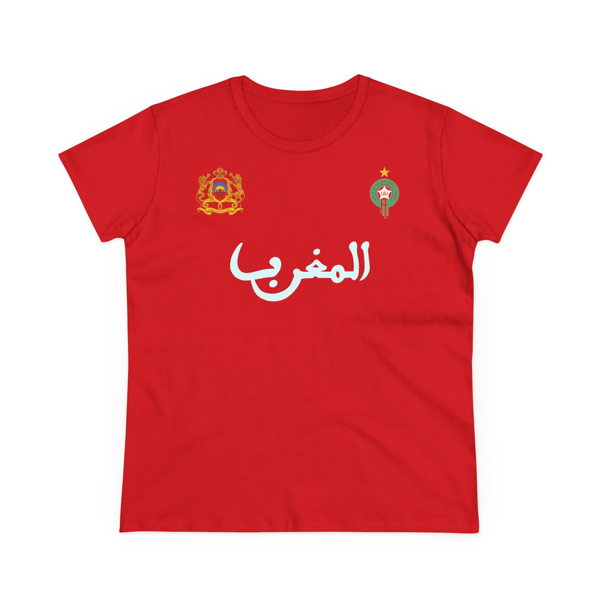 Escudo de Marruecos, bandera de Marruecos, orgullo, aficionada al fútbol y al deporte, idea de regalo - Camiseta para mujer
