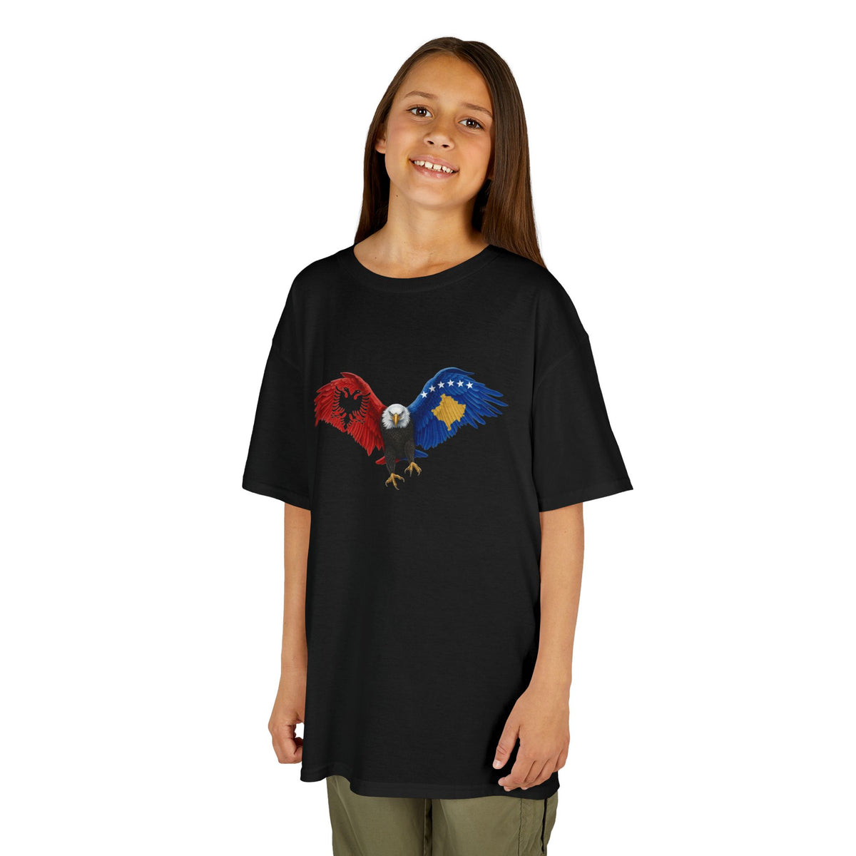 Albania Kosovo Adler Flagge Geschenkidee - Unisex Kinder & Jugendliche T-Shirt