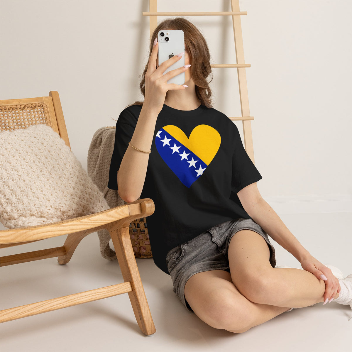 Bosnia Wappen Flagge Stolz Heimat Fußball fan Geschenkidee - Unisex T-Shirt