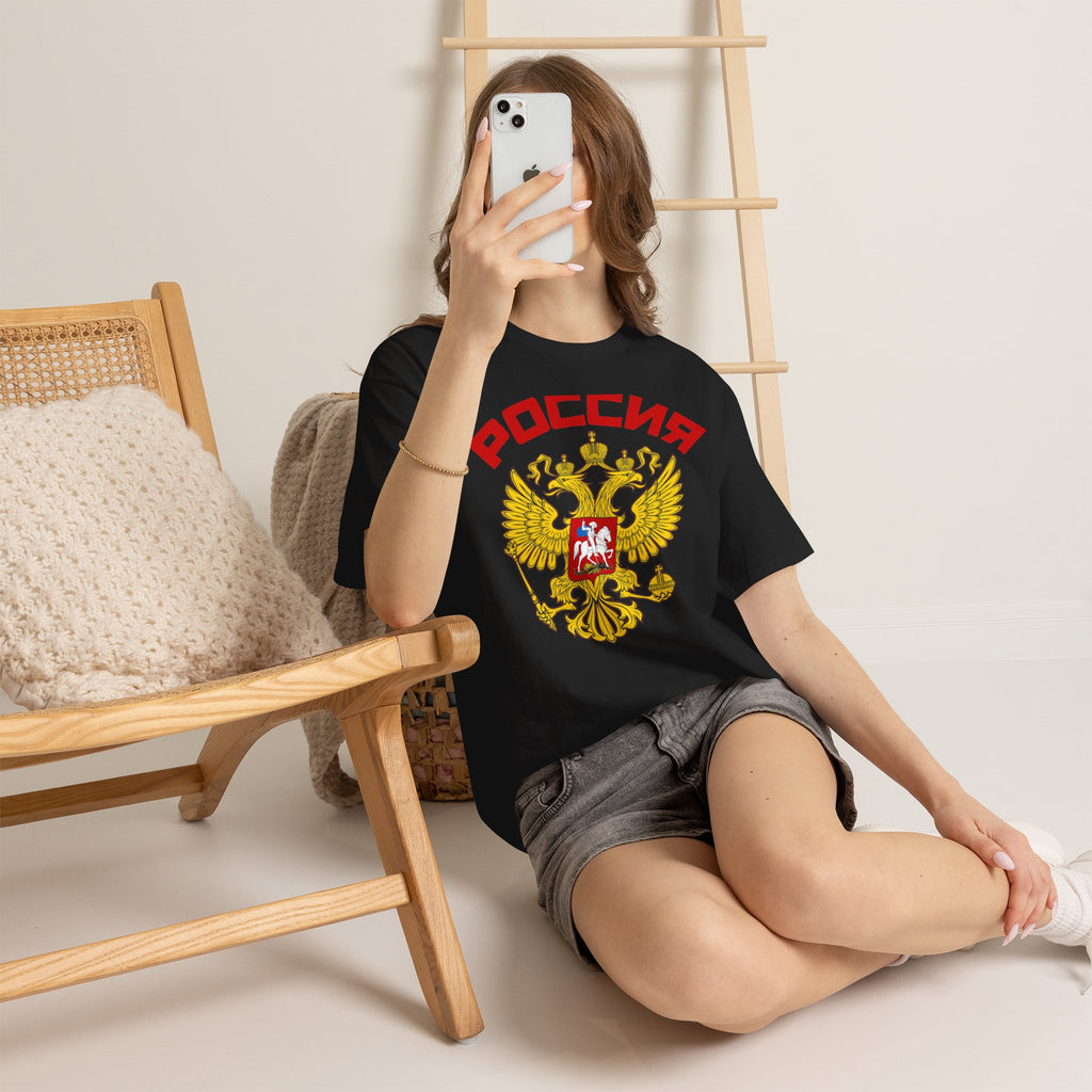Russia Flagge Wappen Doppeladler Geschenkidee - Unisex T-Shirt