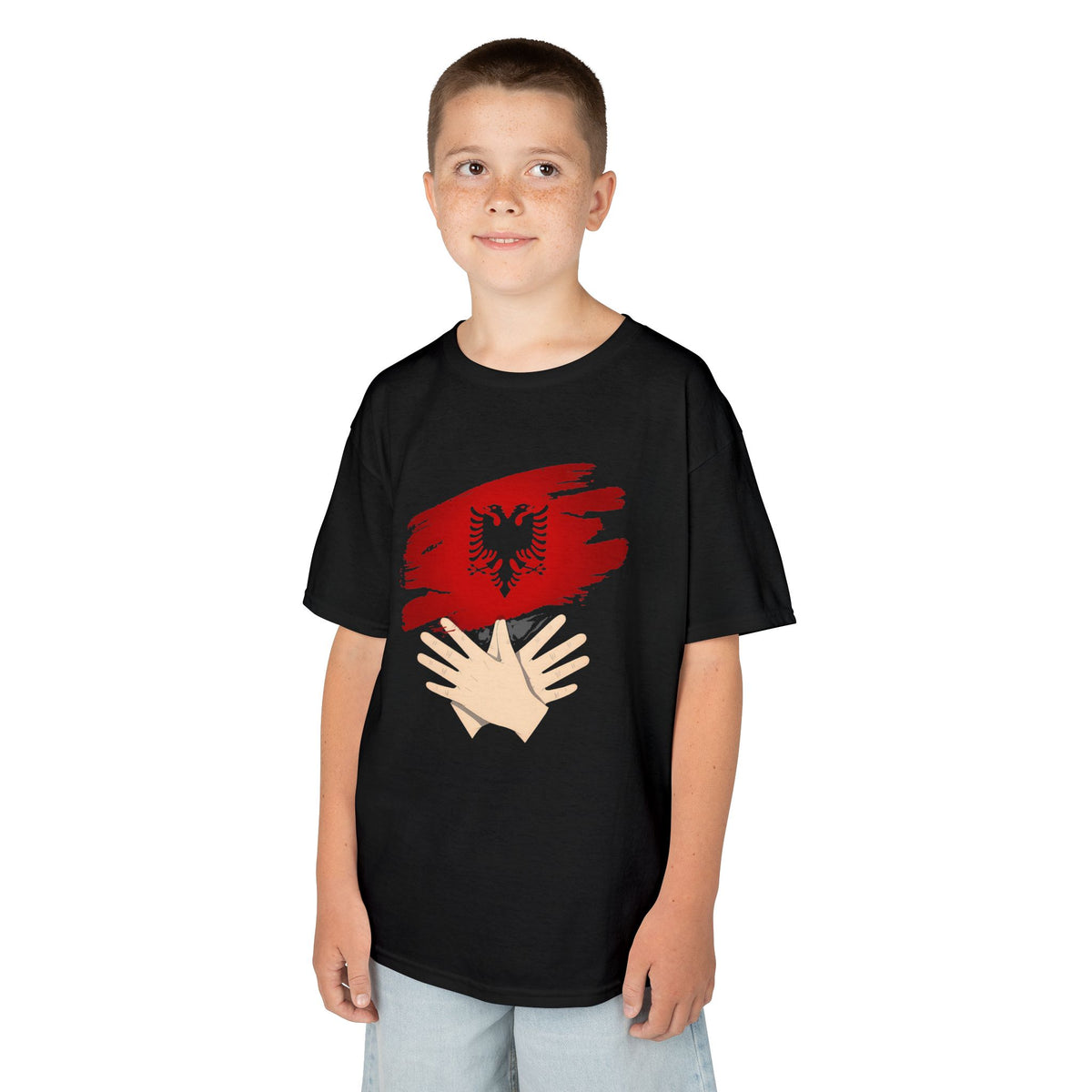 Albania Handmove Flagge Adler Geschenkidee - Unisex Kinder & Jugendliche T-Shirt
