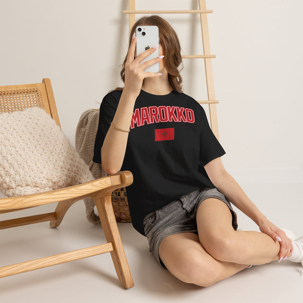 Marokko Wappen Morocco Flagge Stolz Fußball Fan Sport FGeschenkidee - Unisex T-Shirt