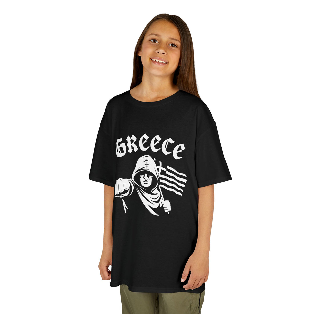 Greece Griechenland Hooligan Flagge Wappen Heimat Fußball Sport Fan Geschenkidee - Für Kinder & Jugendliche Unisex T-Shirt
