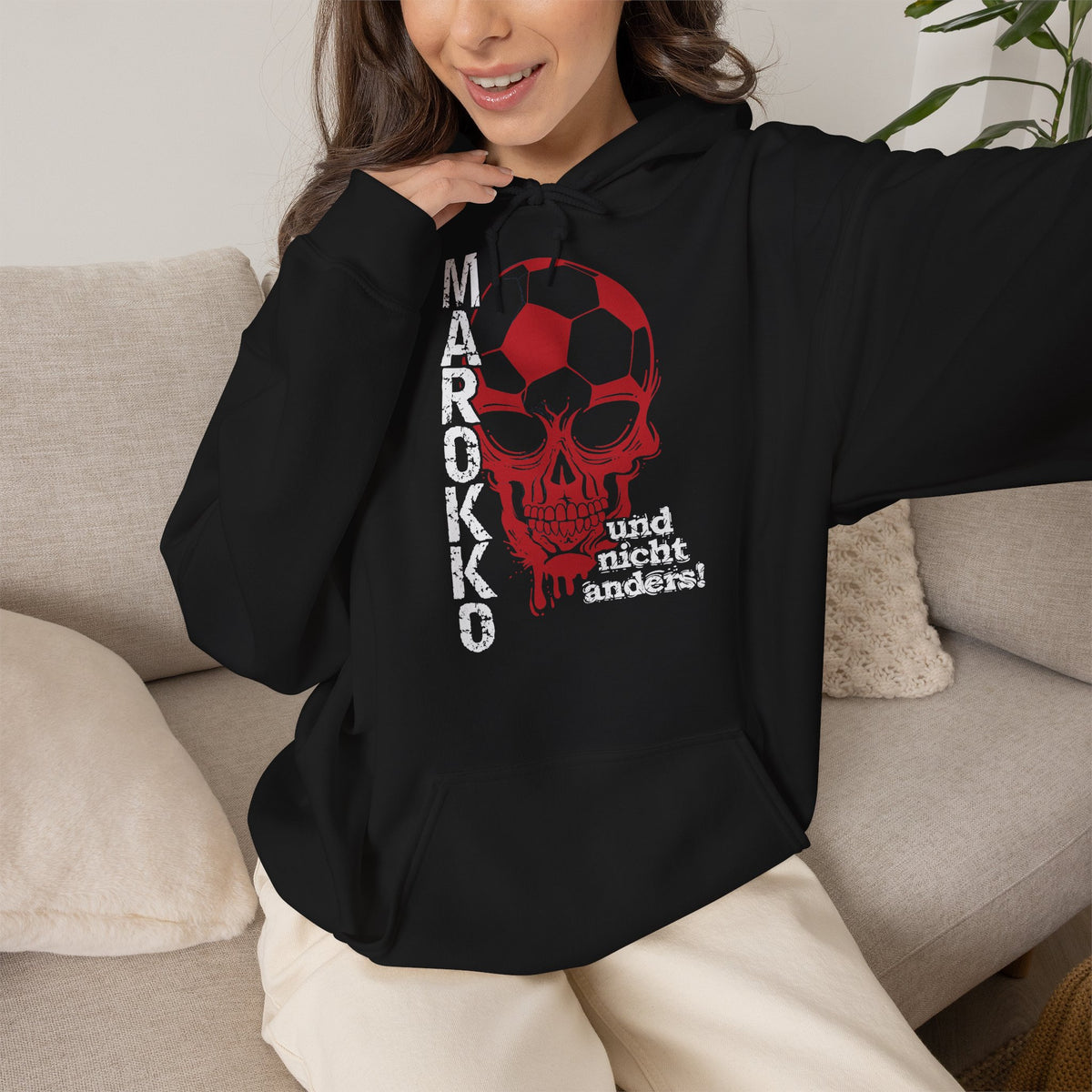 Marokko Wappen Morocco Flagge Stolz Fußball Fan Sport Geschenkidee - Unisex Hoodie