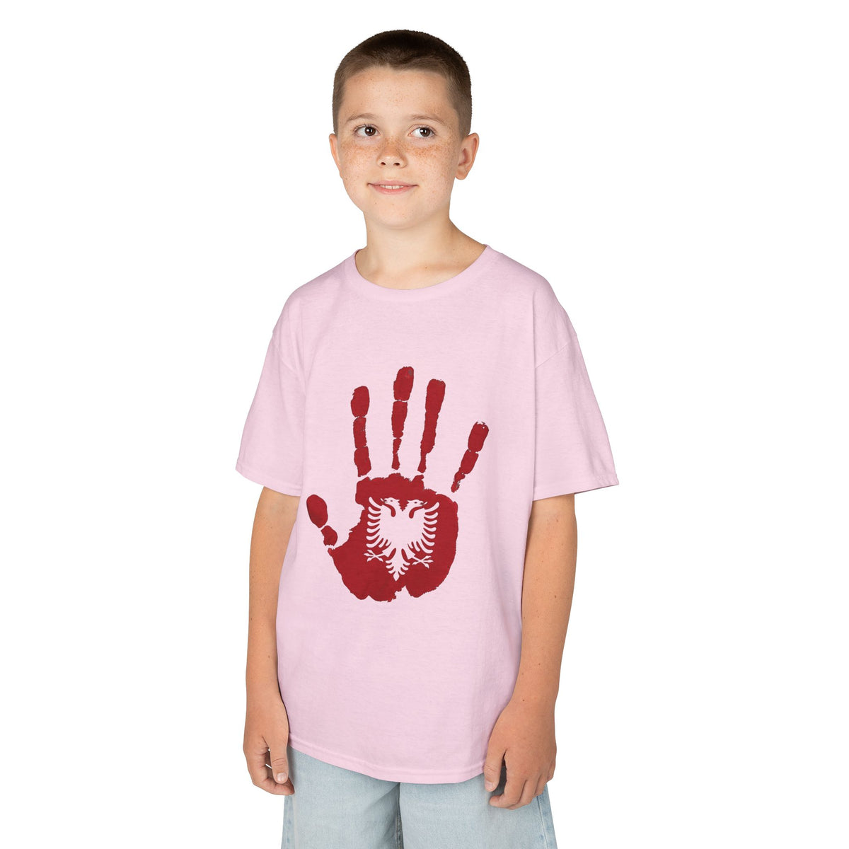 Albania DNA Handabdruck Flagge Adler - Unisex Kinder & Jugendliche T-Shirt