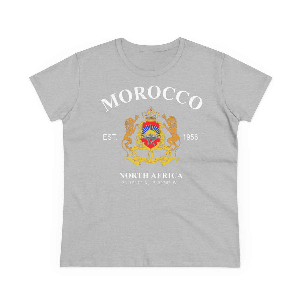 Escudo de Marruecos, bandera de Marruecos, orgullo, aficionada al fútbol y al deporte, idea de regalo - Camiseta para mujer