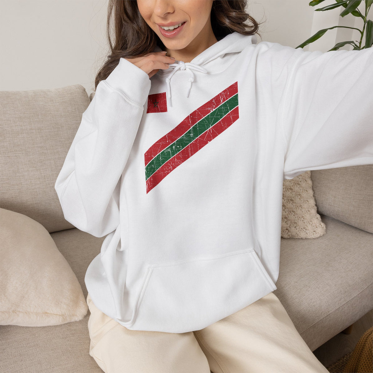 Marokko Wappen Morocco Flagge Stolz Fußball Fan Sport Geschenkidee - Unisex Hoodie