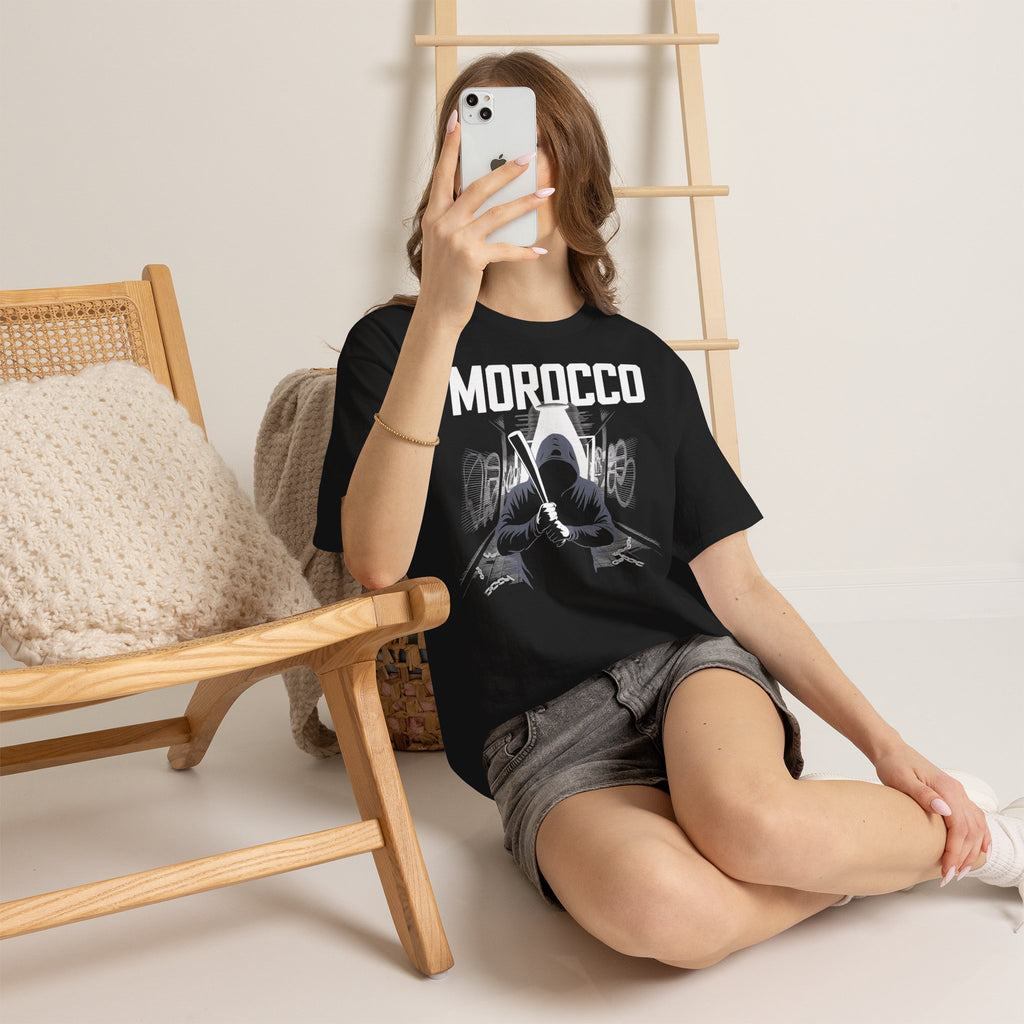 Marokko Hooligan Wappen Morocco Flagge Fußball Fan Sport FGeschenkidee - Unisex T-Shirt
