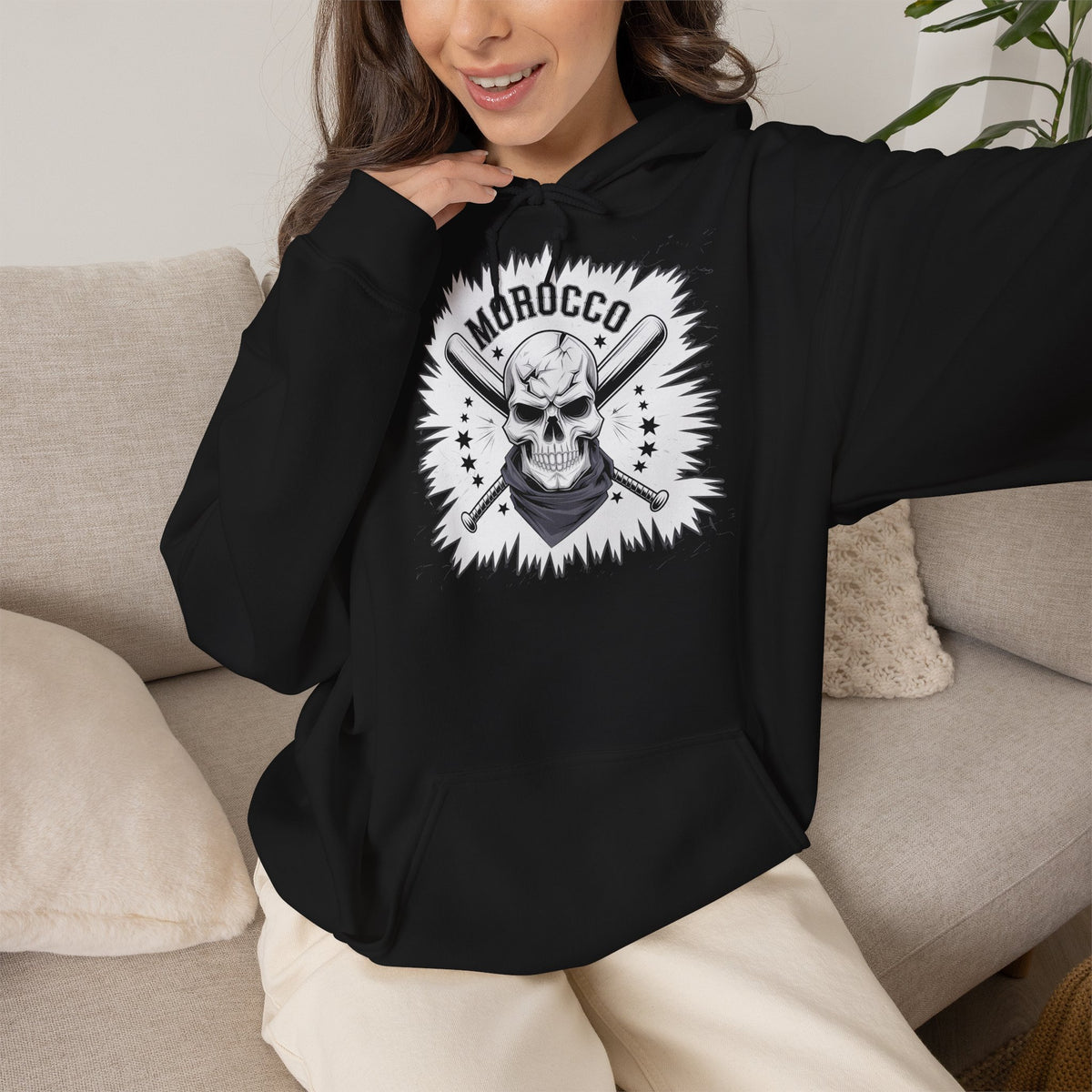 Marokko Hooligan Wappen Morocco Flagge Fußball Fan Sport Geschenkidee - Unisex Hoodie