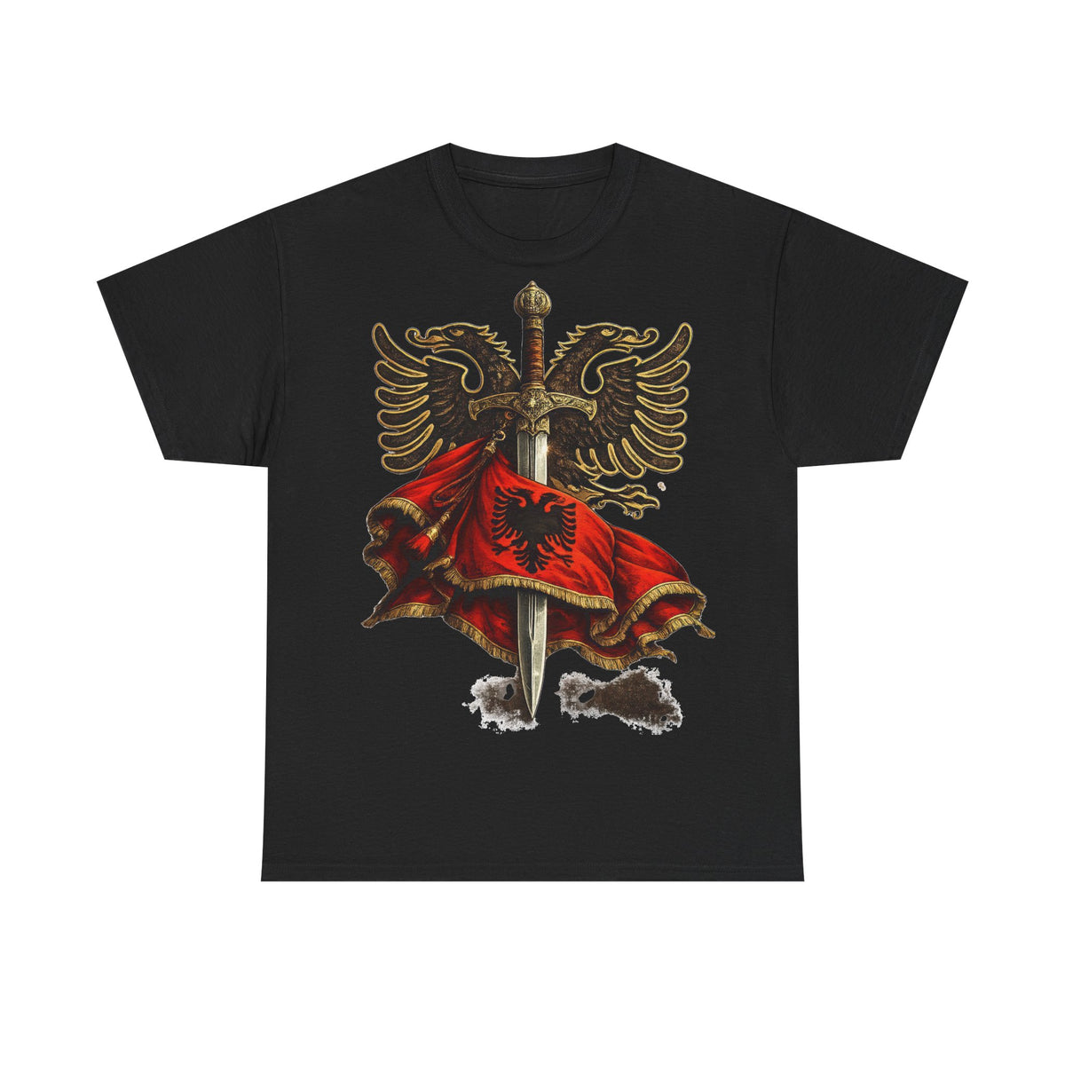 Albanisches Kriegerschwert Skanderbeg Flagge - Unisex T-Shirt