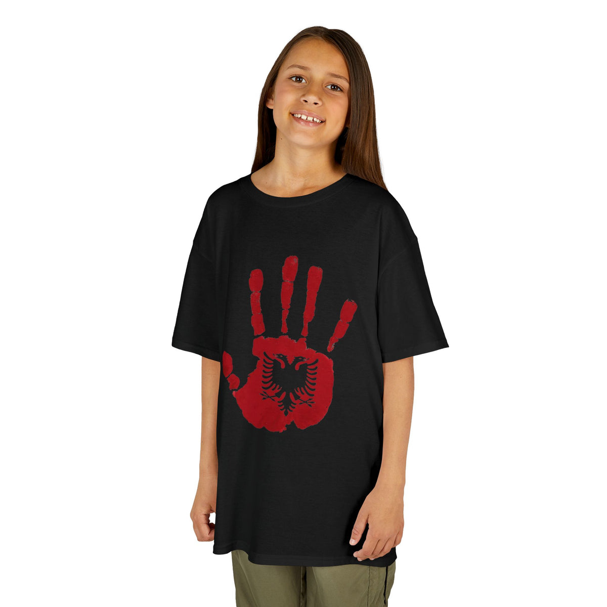 Albania DNA Handabdruck Flagge Adler - Unisex Kinder & Jugendliche T-Shirt
