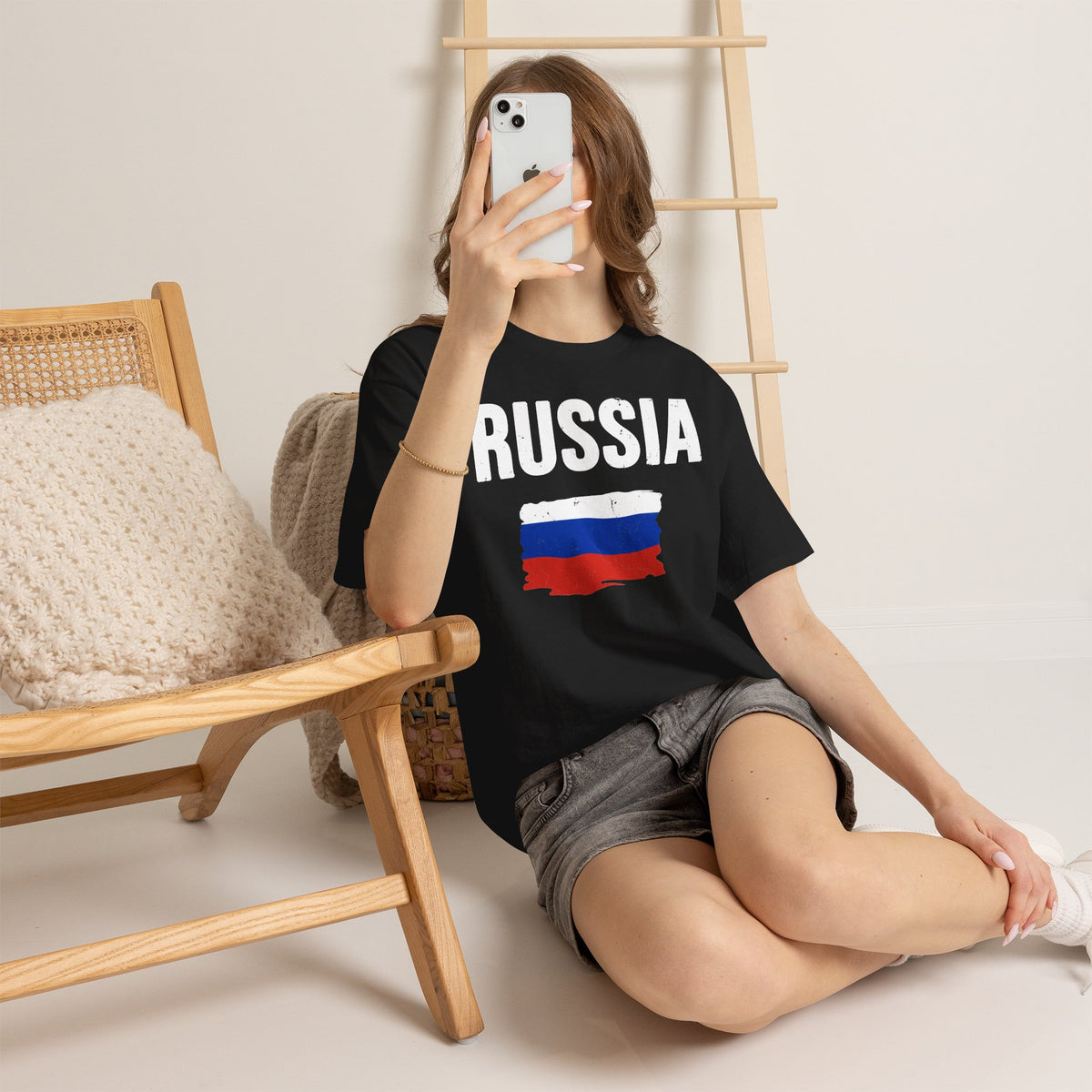 Russia Flagge Wappen Geschenkidee - Unisex T-Shirt
