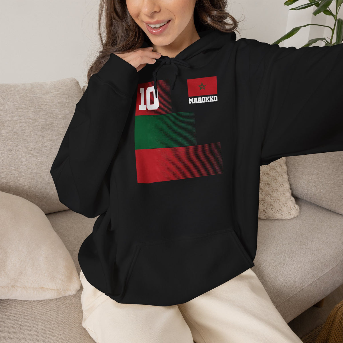 Marokko Wappen Morocco Flagge Stolz Fußball Fan Sport Geschenkidee - Unisex Hoodie