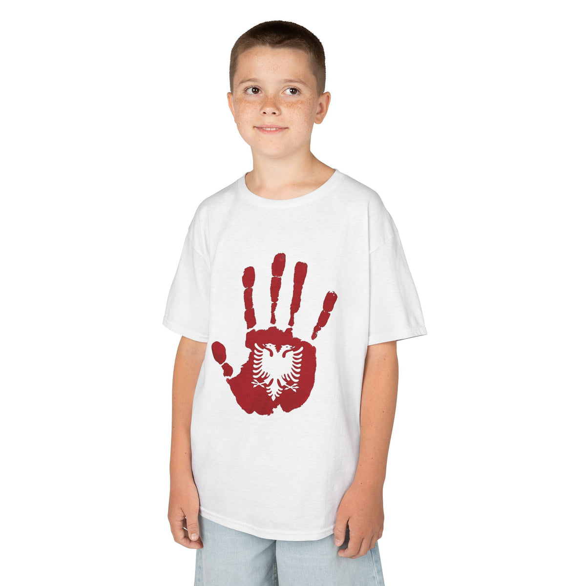 Albania DNA Handabdruck Flagge Adler - Unisex Kinder & Jugendliche T-Shirt