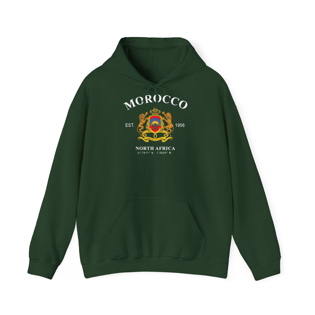 Stemma del Marocco Bandiera del Marocco Orgoglio Tifoso di calcio Sport Idea regalo - Felpa con cappuccio unisex