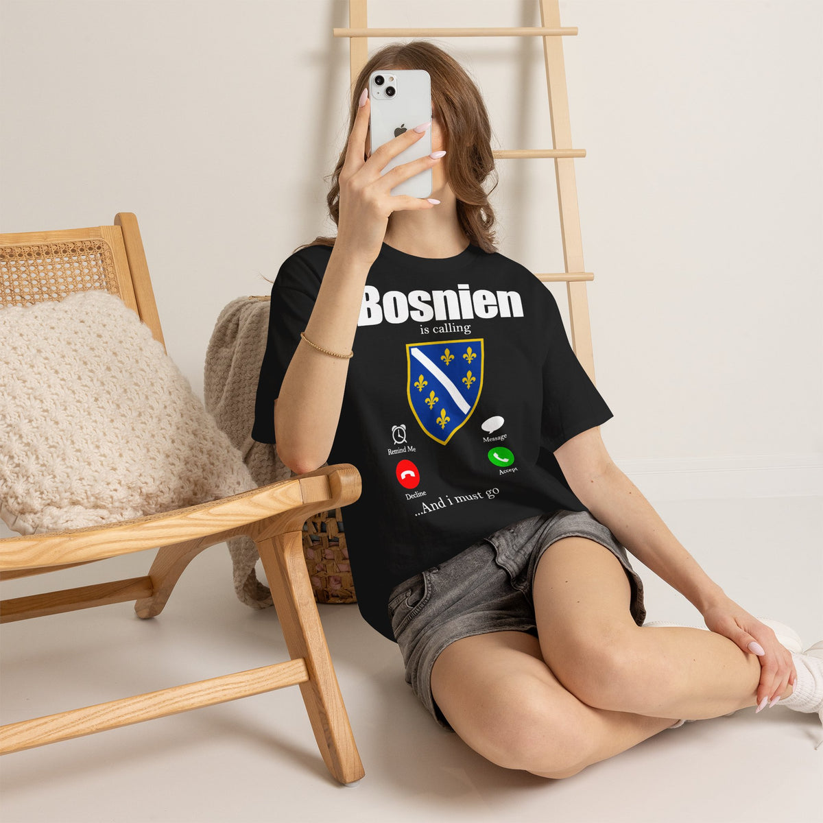 Bosnia Wappen Flagge Stolz Heimat Fußball fan Geschenkidee - Unisex T-Shirt
