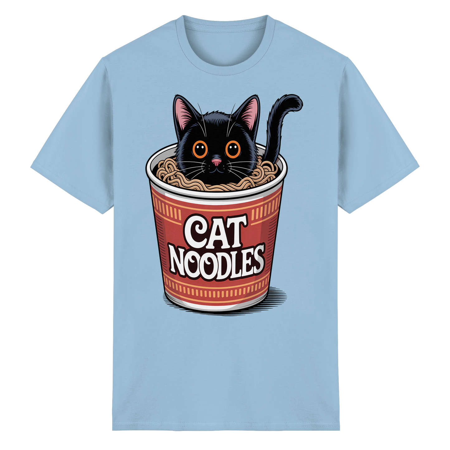 Cat Noodles Japan Ramen Anime Humor - Heavy Cotton T-Shirt