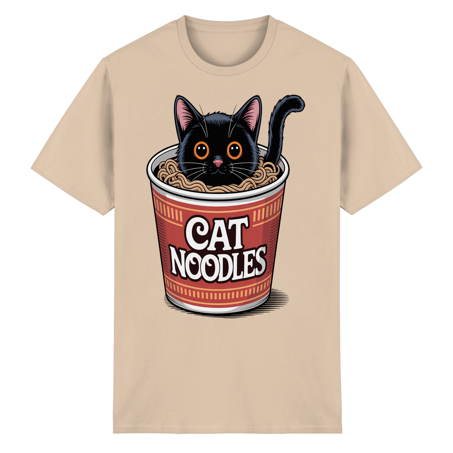 Cat Noodles Japan Ramen Anime Humor - Heavy Cotton T-Shirt