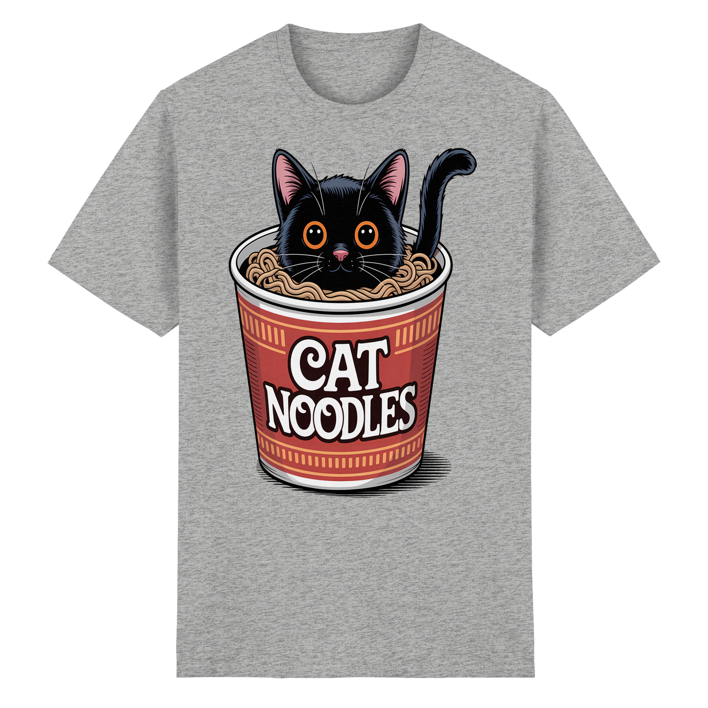 Cat Noodles Japan Ramen Anime Humor - Heavy Cotton T-Shirt
