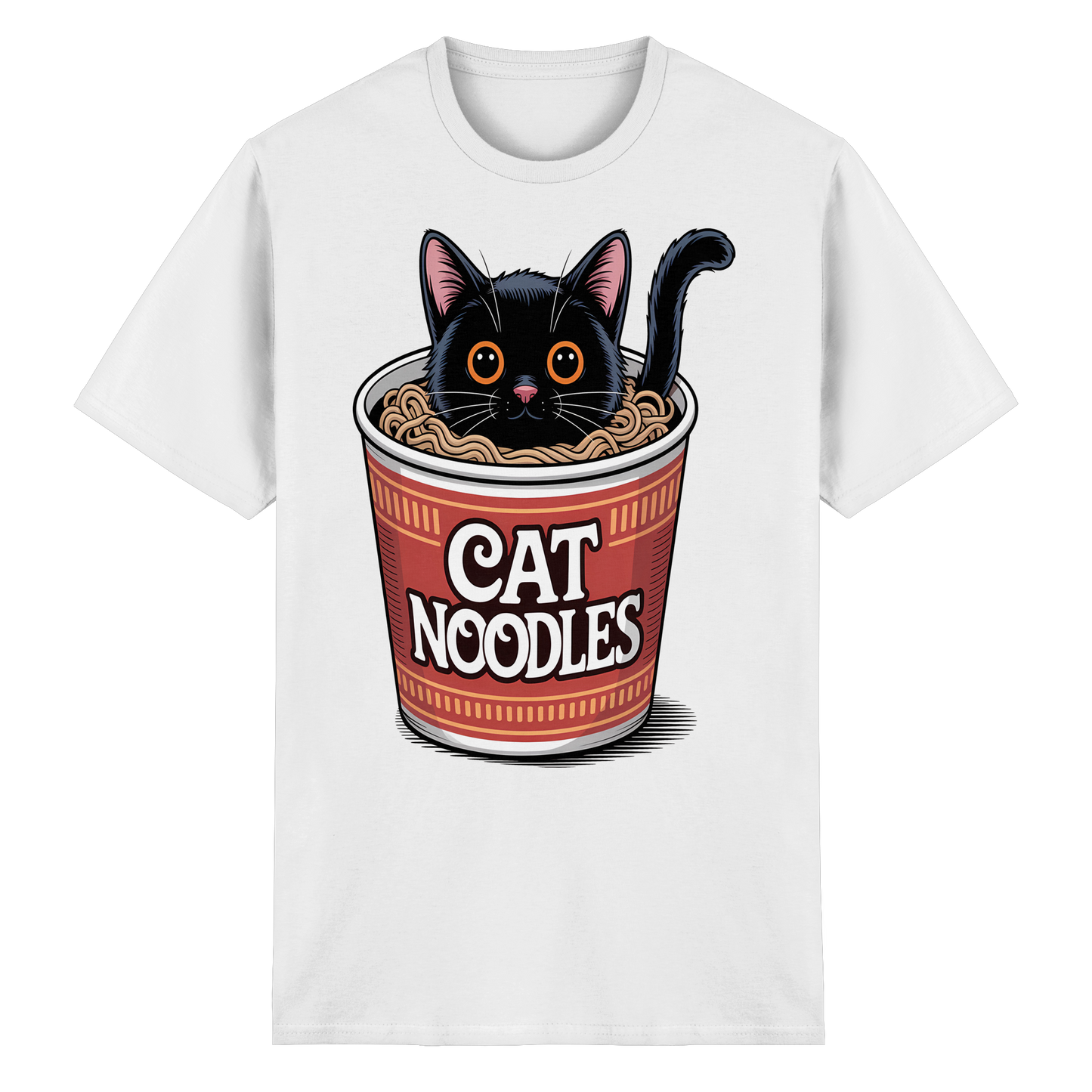 Cat Noodles Japan Ramen Anime Humor - Heavy Cotton T-Shirt
