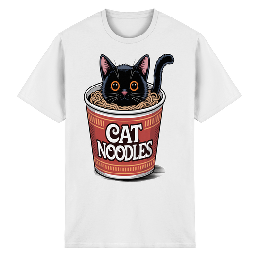 Cat Noodles Japan Ramen Anime Humor - Heavy Cotton T-Shirt